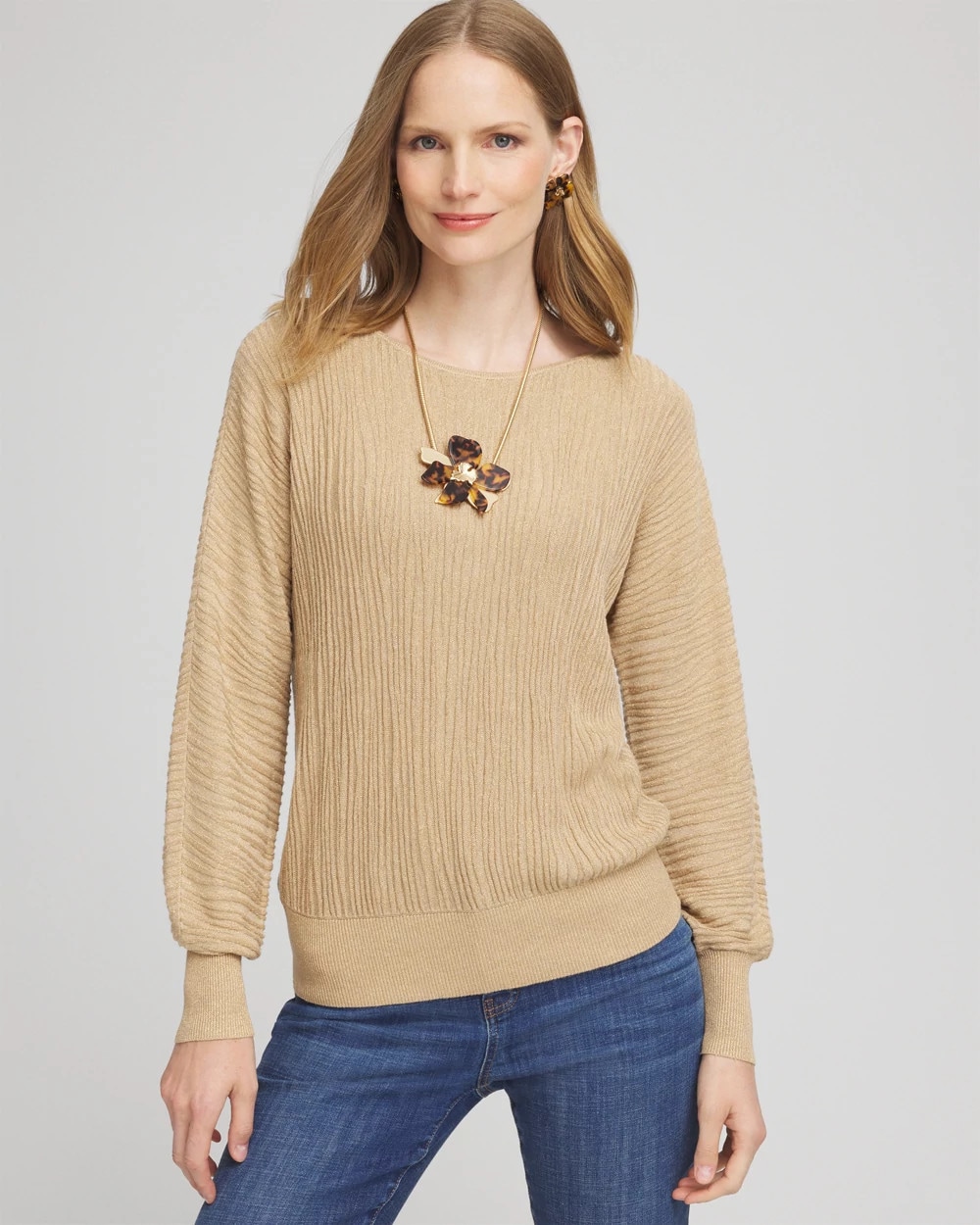 シマモンページ Textured Zebra Print Dolman Sleeve Sweater | Chico's